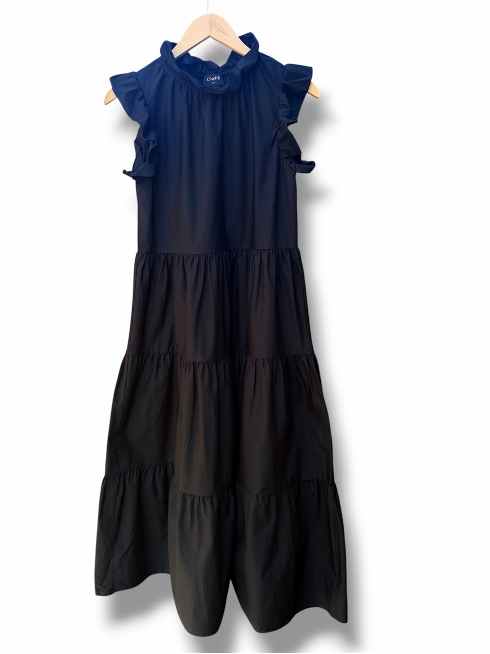Chepe Italy Black Tiered Poplin Ruffle Sleeve Dress Sz- S Dark Cottagecore - Picture 3 of 14